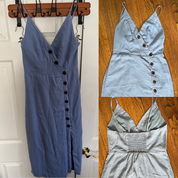 Urban Outfitters Vintage blue linen button down dress size Medium - Picture 3 of 16
